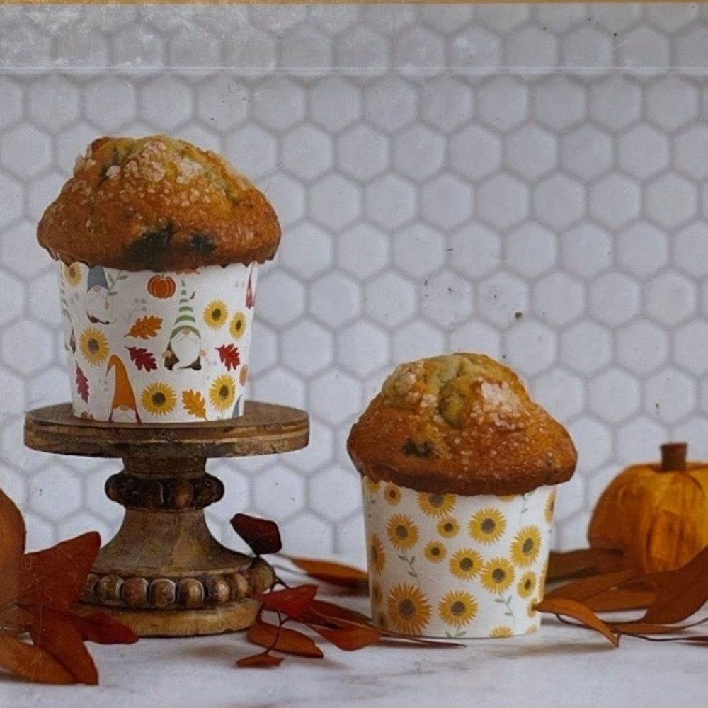 50 Count Fall Harvest & Gnome Sunflower Cupcake Liners New in Box